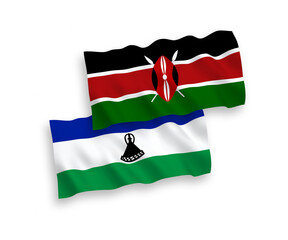 Flags of Lesotho and Kenya on a white background