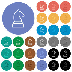 White chess knight round flat multi colored icons