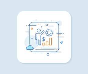 Employees wealth line icon. Abstract square vector button. Work results sign. Money chart symbol. Employees wealth line icon. Quality concept badge. Vector