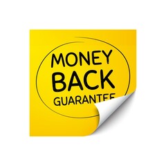 Money back guarantee. Sticker note with offer message. Promo offer sign. Advertising promotion symbol. Yellow sticker banner. Money back guarantee badge shape. Post note. Vector