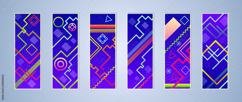 Poster set of modern abstract backgrounds with gradient linear waves. simply geometric template for design