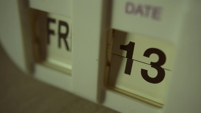 The clock showing Friday the 13th date