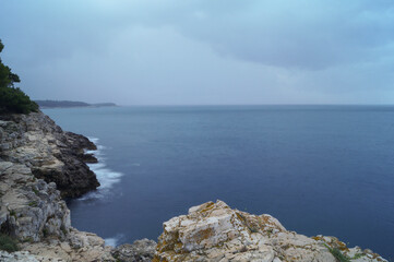 Long exposure, Adriatic sea, coast of Croatia, Pula, Istria. October 2016