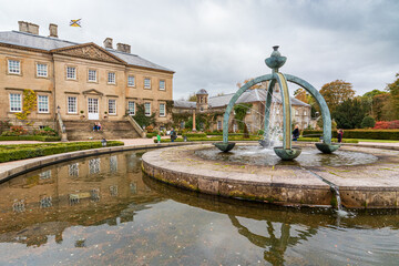 Stately home with fountain