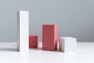 geometric shapes white and pink on a light background. geometric composition