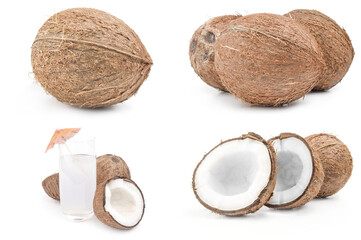 Set of coconut over a white background