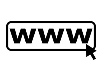 Www icon. Web site icon. Www icon with hand cursor in flat style