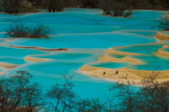 Huanglong Sichuan China Kalksinterbecken Kalksinterterrassen 