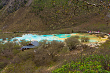 Huanglong Sichuan China Kalksinterbecken Kalksinterterrassen 
