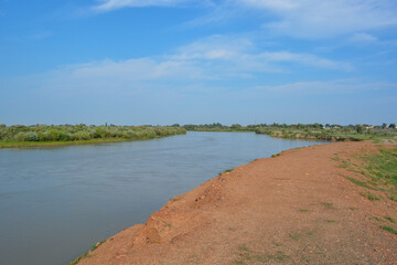 The Lepsi River which flows into Lake Balkhash. Almaty region, Kazakhstan.