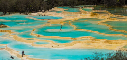 Huanglong Sichuan China Kalksinterbecken Kalksinterterrassen 