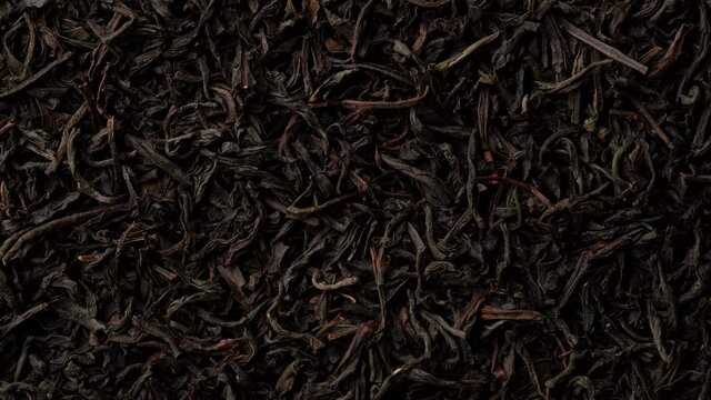 Dried black tea leaves top view