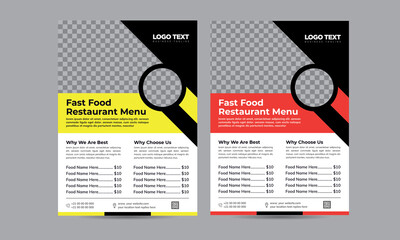 Fast Food Flyer Design Template Vector illustration for banner, poster, flyer, cover, menu, brochure