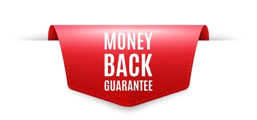 Money back guarantee. Ribbon label tag. Promo offer sign. Advertising promotion symbol. Infographics price tag banner. Money back guarantee badge shape. Website ribbon label banner. Vector