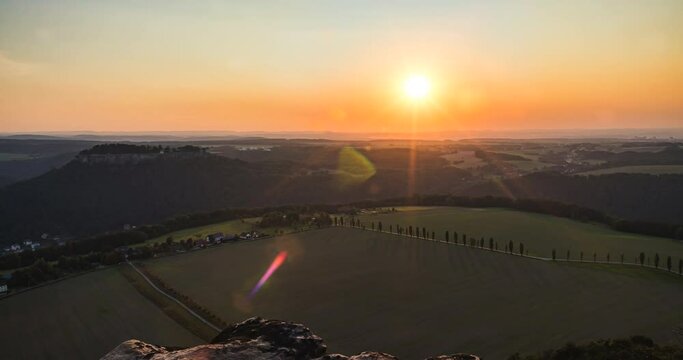 S&auml;chsische Schweiz-Sunset-View from the Pfaffenstein