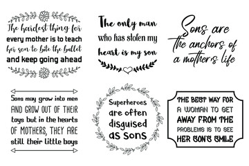 Set of Calligraphy sayings for print. Vector Quotes about Baby boy, child, kids and parents