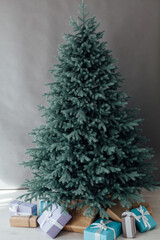 Christmas tree pine with gifts New Year decor house 2021 2022