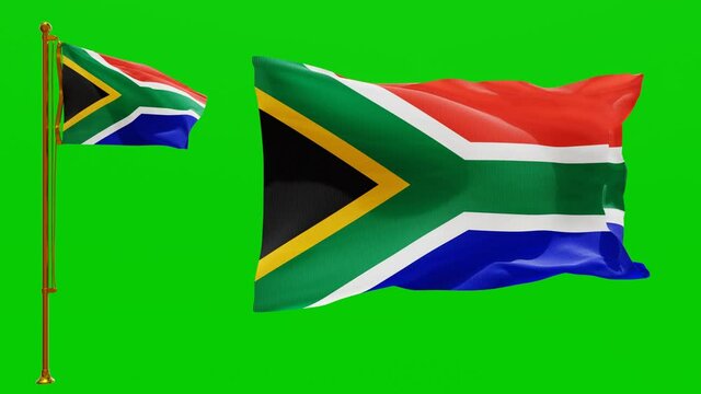 Flags of South Africa with Green Screen Chroma Key High Quality 4K UHD 60FPS