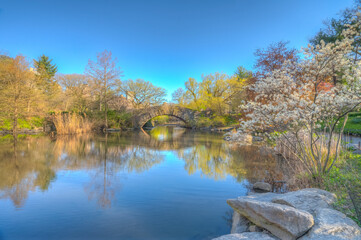 Fototapeta na wymiar Gapstow Bridge in Central Park spring