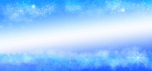 Magical Christmas background with snowflakes and stars