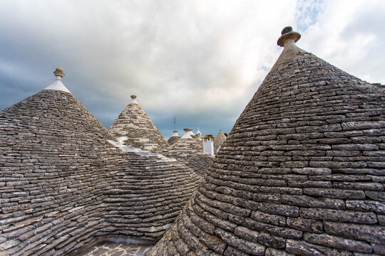 roof of truli houses alberobello italy