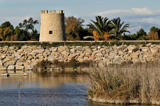 Historic tower on the Segura banks in Guardamar, Alicante - Spain