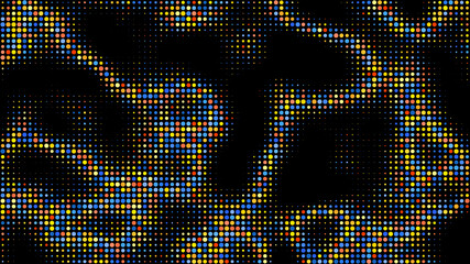 Fototapeta premium Electric neon waves filling the ether. Shimmering acid dots forming a pattern of smooth lines, bumps and depressions