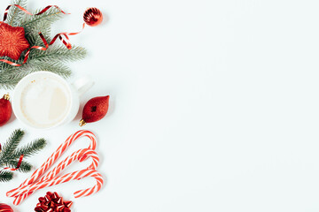 New Year and Christmas composition with coffee mug