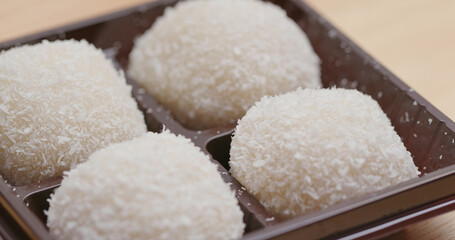 White mochi, traditional Chinese dessert