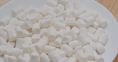 Fototapeta na wymiar White marshmallow in stack, cotton candy