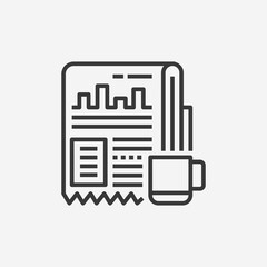Coffee and newspaper icon isolated on background. Business symbol modern, simple, vector, icon for website design, mobile app, ui. Vector Illustration
