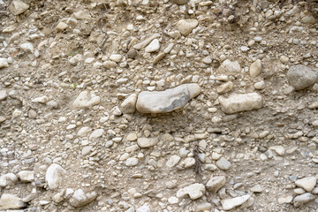 Soil layer with various stones