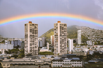  Rainbow in city of Honolulu, Oahu, Hawaii

