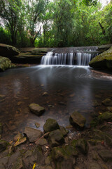 Rocky water around Terry's Creek waterfall, Sydney, Australia.