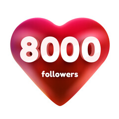 Followers thank you. Red heart for Social Network friends, followers, Web user Thank you celebrate of subscribers or followers and likes.