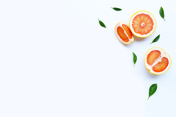 High vitamin C. Juicy grapefruit on white.
