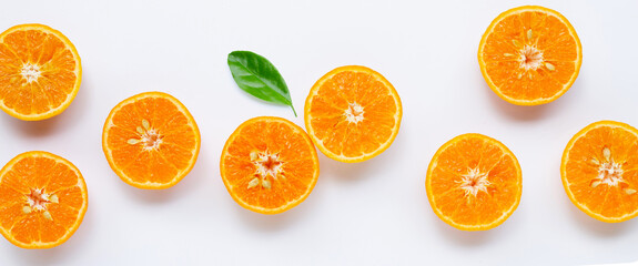 High vitamin C, Juicy and sweet. Fresh orange fruit on white.