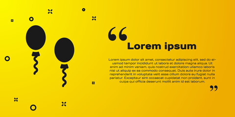 Black Balloons with ribbons icon isolated on yellow background. Vector.