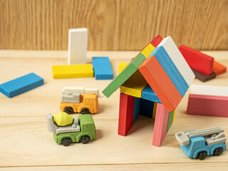 Naklejka premium The home wood toy multi colour for property and building content