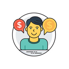 
Human avatar of a cartoon character  symbolizing bank manager 
