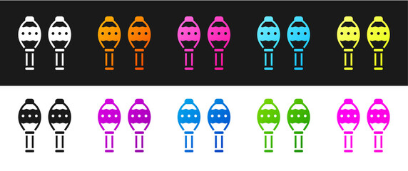 Fototapeta premium Set Maracas icon isolated on black and white background. Music maracas instrument mexico. Vector.
