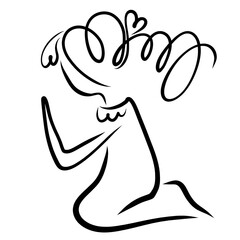 Obraz premium girl with a hairstyle of hearts praying to God on her knees