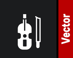 White Violin icon isolated on black background. Musical instrument. Vector.