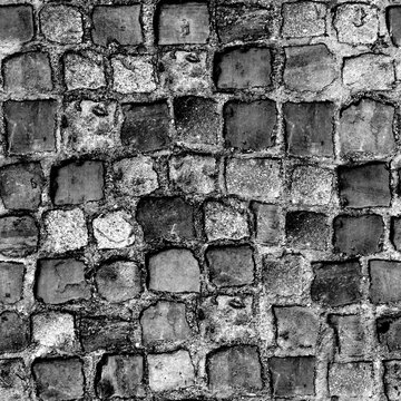 8K cobblestone pavement floor roughness texture, height map or specular for Imperfection map for 3d materials, Black and white texture