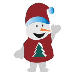 Snowman dressed as Santa Claus