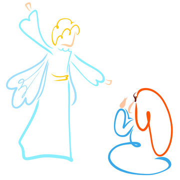 praying Virgin Mary and the Angel of God who appeared to her