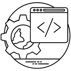 
Searching lens, gear, and cloud in an icon depicting search engine optimization 

