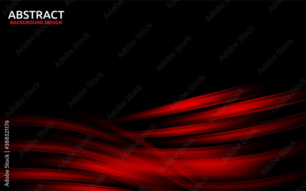 Poster Modern black background with dynamic red lights effects.
