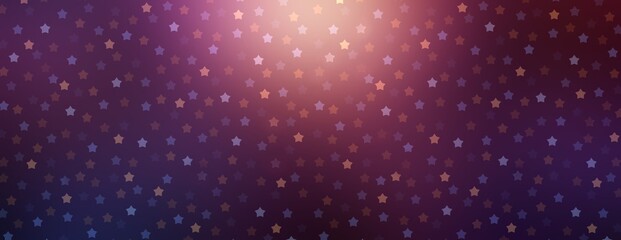 Shimmer stars purple festive banner. Sparkle confetti on shiny dark background.