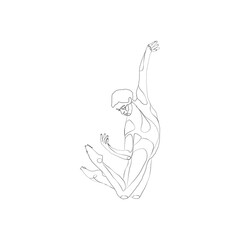 SINGLE-LINE DRAWING: Dancer on Knees (4). This hand-drawn, continuous, line illustration is part of a collection inspired by the drawings of Picasso. Each gesture sketch was created by hand.